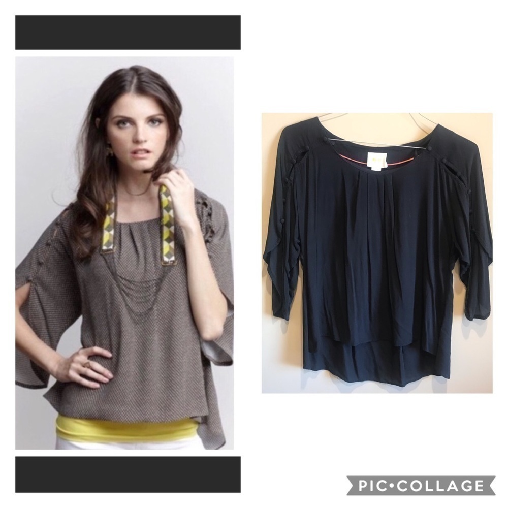 Anthropologie Maeve Braxton Flutter Sleeve Blouse